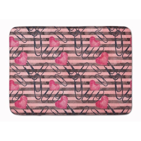 Carolines Treasures Watercolor Heart Paper Clips Machine Washable Memory Foam Mat BB7536RUG